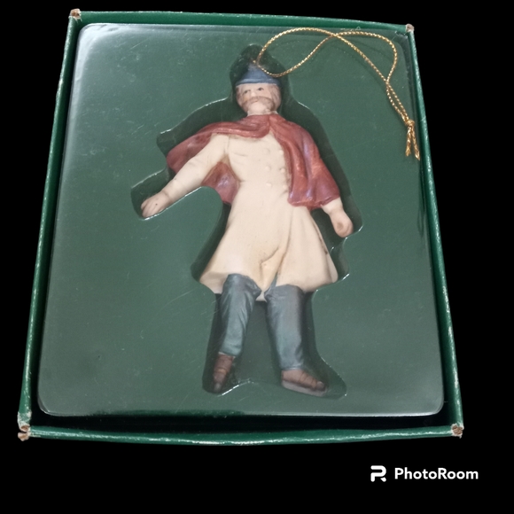 Russ Berrie Village Square Porcelain Skating Man Christmas Ornament in box - Picture 3 of 3